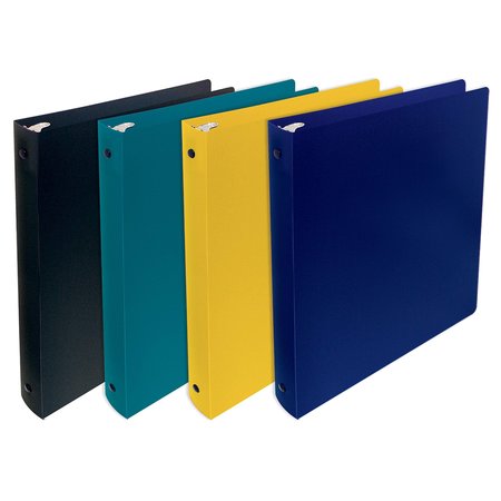 BETTER OFFICE PRODUCTS 3 Ring Poly Binder with Pocket, 1 Inch, Letter Size, Black, Blue, Teal, Yellow 11199